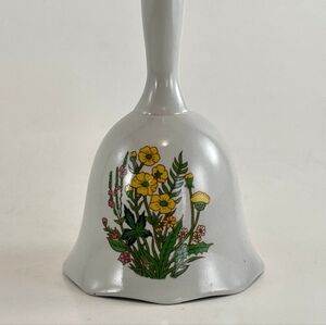 Vintage 1980's Hand Held Ceramic Bell with Wildflowers
